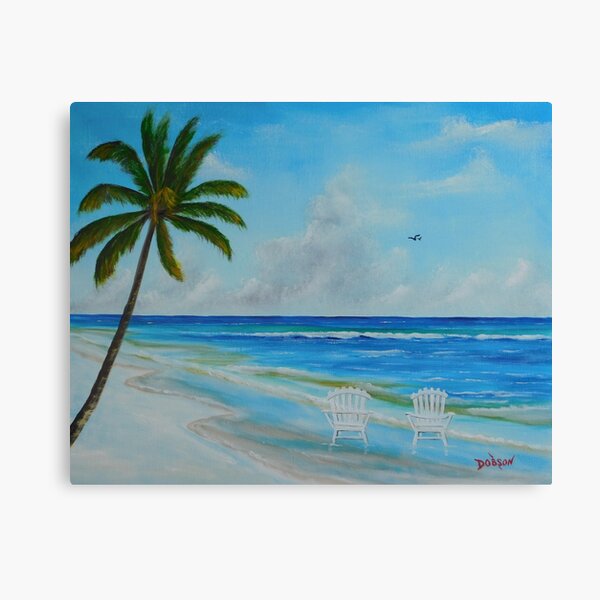 Item preview, Two White Adirondack Chairs Sitting On The Beach designed and sold by LloydDobsonArt.