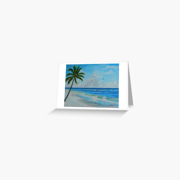Item preview, Two White Adirondack Chairs Sitting On The Beach designed and sold by LloydDobsonArt.