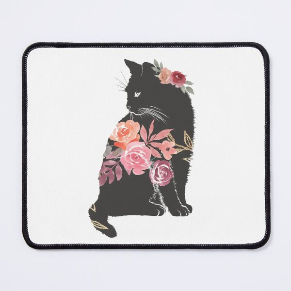 Item preview, Black cat with flowers cute designed and sold by Devante5663.