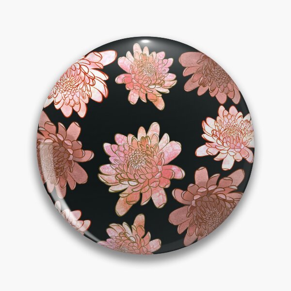 Item preview, Flores de crisantemo en rosa y naranja con fondo negro designed and sold by Booneb.