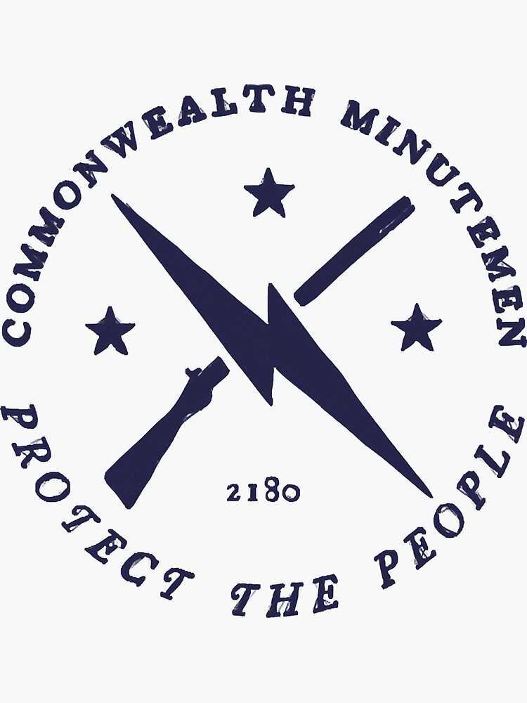 Commonwealth Minutemen Emblem Fallout Logo Sticker By Tshie66 Redbubble   Bg,f8f8f8 Flat,750x,075,f Pad,750x1000,f8f8f8 