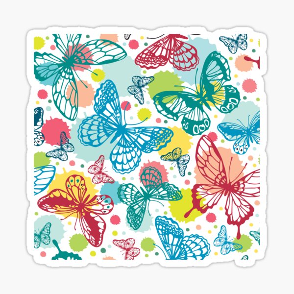 Butterflies and COLORS - a painted pattern Floor Pillow Sticker