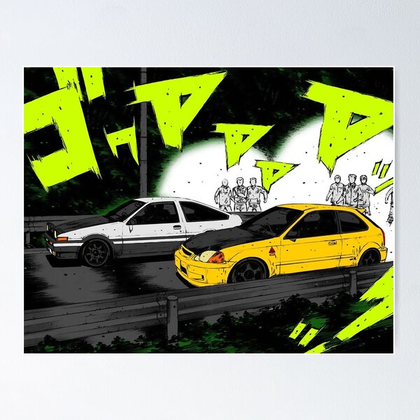 Initial D car anime Cars' Poster, picture, metal print, paint by riot speed