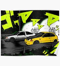 Initial D Civic vs AE86 Poster