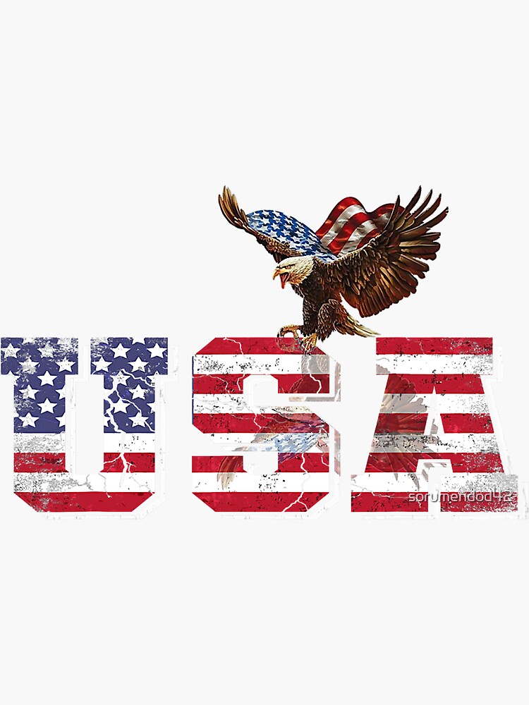 Usa Us American Flag Patriotic 4th Of July Bald Eagle Merica Sticker By Sorumendod42 Redbubble 5074