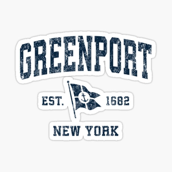 "Greenport NY Vintage Sports Navy Boat Anchor Flag " Sticker for Sale
