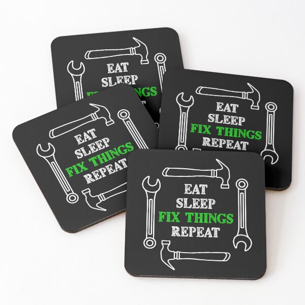 Item preview, Eat Sleep Fix Things Repeat Funny Tool Carpenter Repairs Green designed and sold by artfulnotebook.