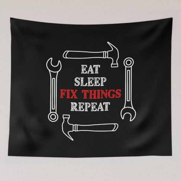 Item preview, Eat Sleep Fix Things Repeat Funny Tool Carpenter Repairs Red designed and sold by artfulnotebook.
