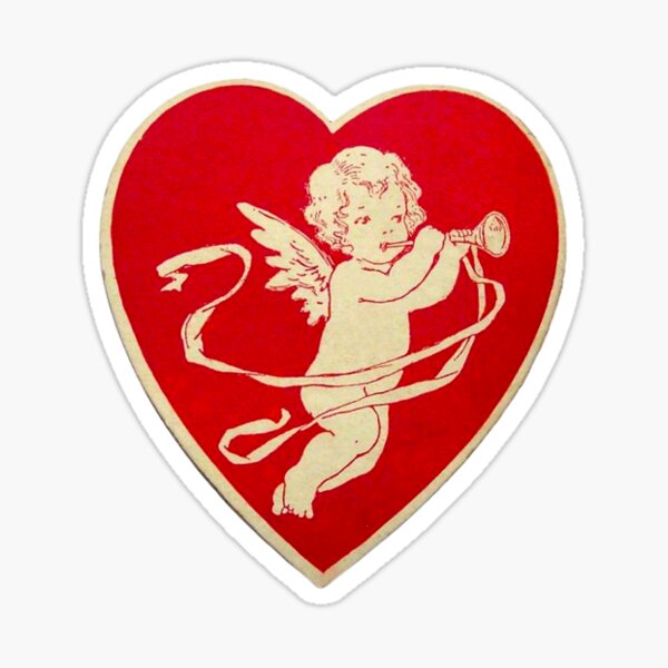 Red Heart Valentine Coquette Cherub Angel Sticker