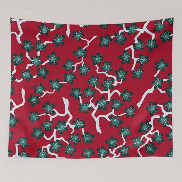 Item preview, JAPANESE FLOWERS Wild Sakura Roses Kimono Red White designed and sold by gani-75.