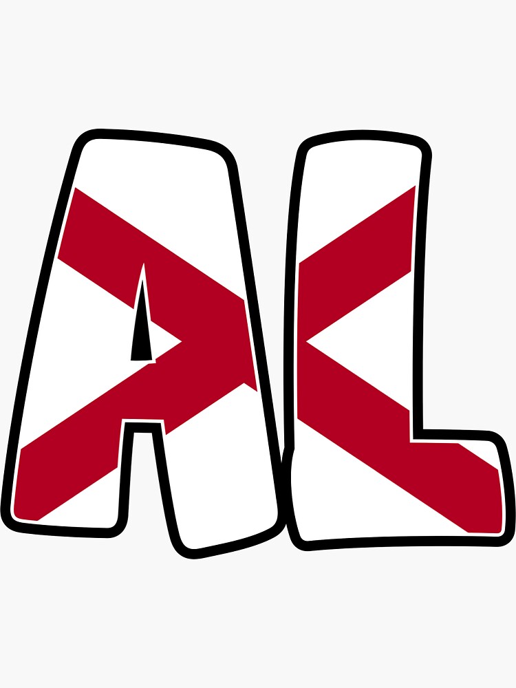 "Alabama Flag 2Letter State Abbreviation" Sticker for Sale by