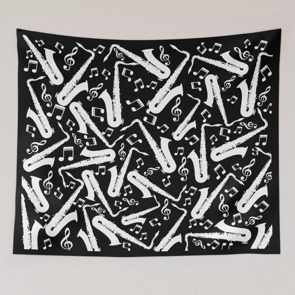 Item preview, Saxophones And Music Notes Pattern designed and sold by Primroaddesigns.