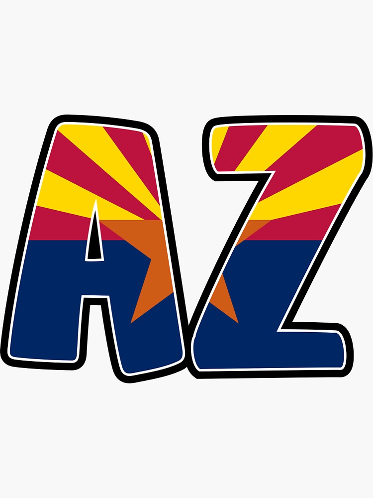 Arizona Flag 2 Letter State Abbreviation Sticker For Sale By   Bg,f8f8f8 Flat,750x,075,f Pad,750x1000,f8f8f8 