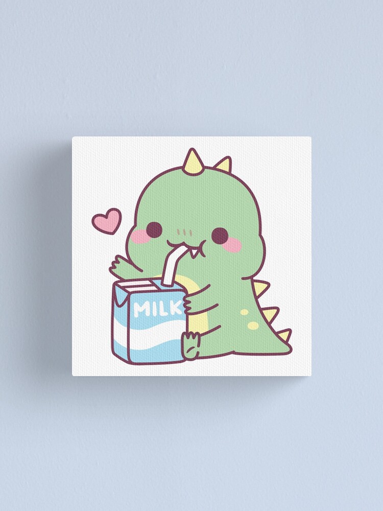 Cute Little Dino Loves Milk Sticker for Sale by rustydoodle