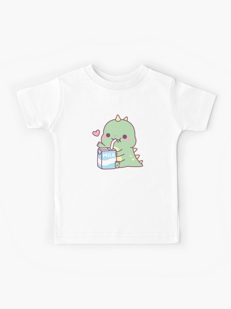 Cute Little Dino Loves Milk Sticker for Sale by rustydoodle