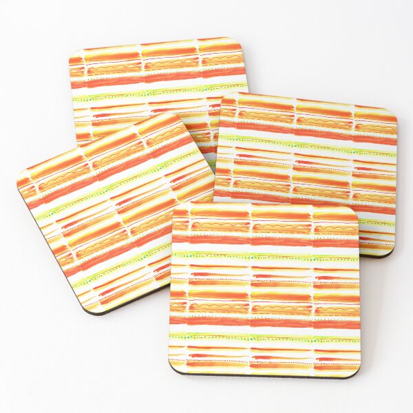 Item preview, Red orange white watercolor striped | watercolor horizontal stripes designed and sold by lausn.
