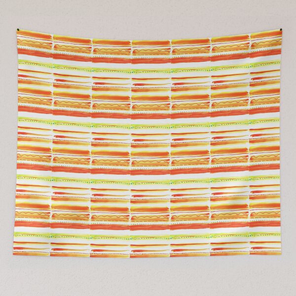 Item preview, Red orange white watercolor striped | watercolor horizontal stripes designed and sold by lausn.