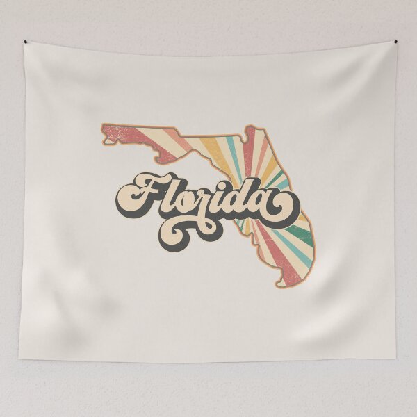 Item preview, Florida Fan Retro State, Vintage Groovy Florida Map, Distressed America Gift designed and sold by Cátia Lima.
