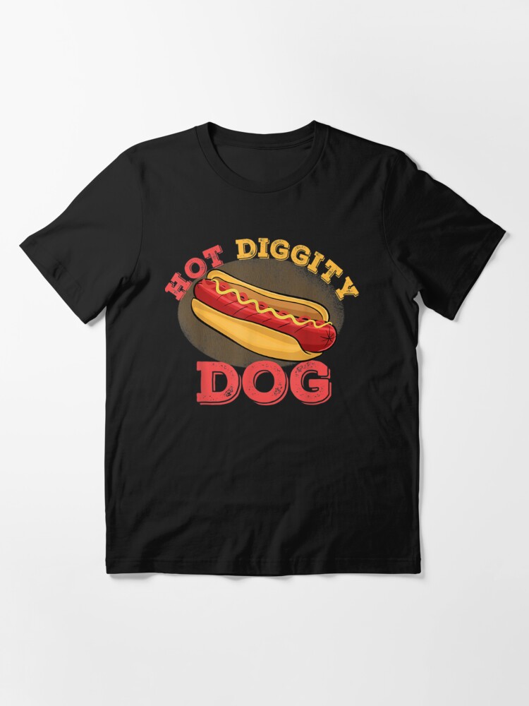 Funny Hot Dog T-shirt, Hot Diggity Dog, BBQ, Cartoon Weiner