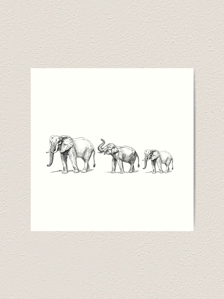 An Elephant family  Dhana  Drawings  Illustration Animals Birds   Fish Elephants  ArtPal