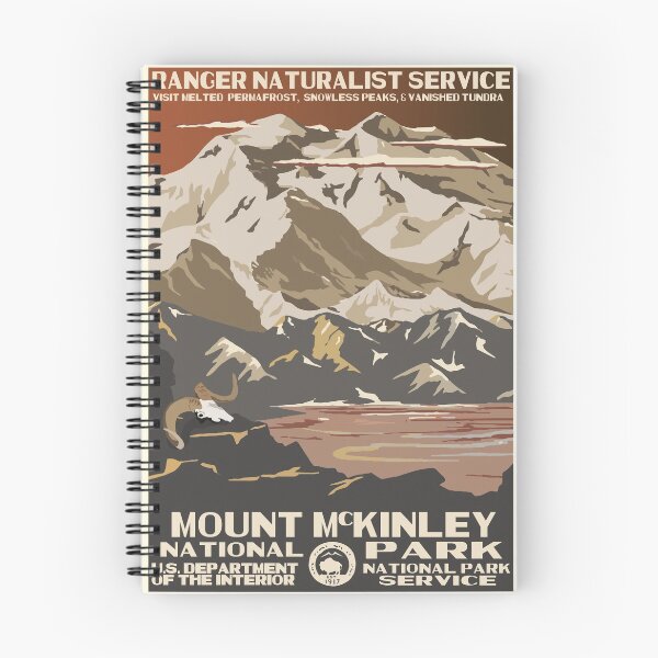 Artikelvorschau, Retro WPA National Parks Poster von Denali für die Zukunft mit Klimawandel neu interpretiert entworfen und verkauft von Hannah Rothstein.