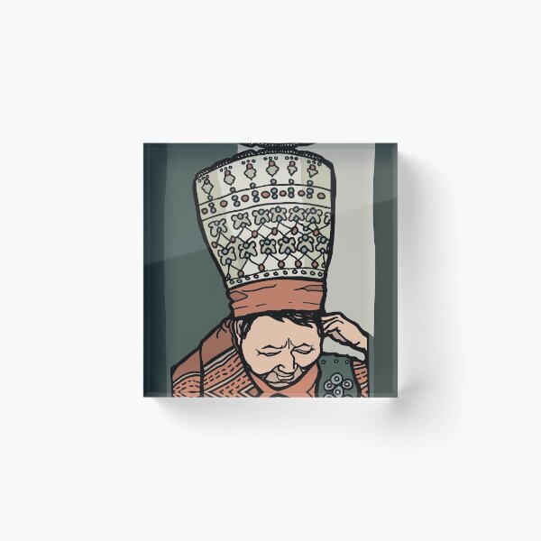 Aperçu de l'œuvre Femme turkmène au chapeau traditionnel créée et vendue par ParaPrints.