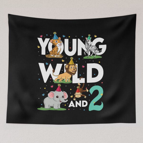 Item preview, Young Wild And 2 Year Old Zoo Birthday Safari Jungle Animal 2nd Birthday Gifts designed and sold by MalloWilli.