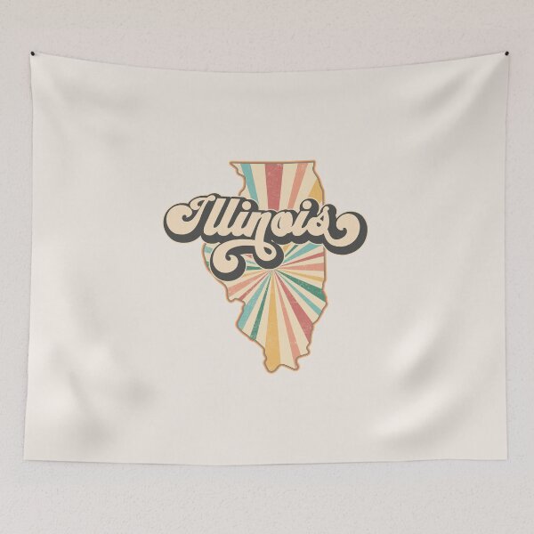 Item preview, Illinois Fan Retro State, Vintage Groovy Illinois Map, Distressed America Gift designed and sold by Cátia Lima.