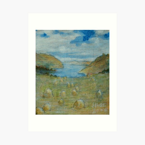 Haystacks enjoying the View, 2 Art Print