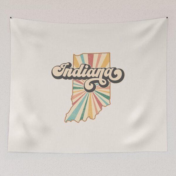 Item preview, Indiana Fan Retro State, Vintage Groovy Indiana Map, Distressed America Gift designed and sold by Cátia Lima.