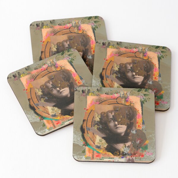 Item preview, The lady and the flowers collage art designed and sold by VictoriaHerrera.