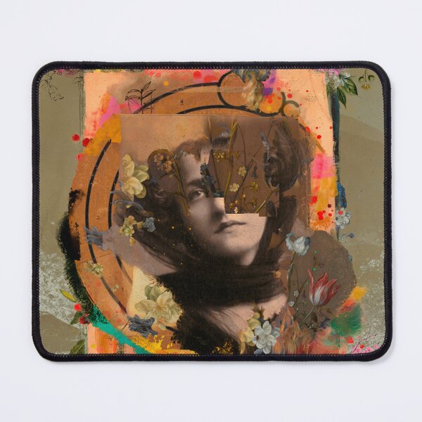 Item preview, The lady and the flowers collage art designed and sold by VictoriaHerrera.