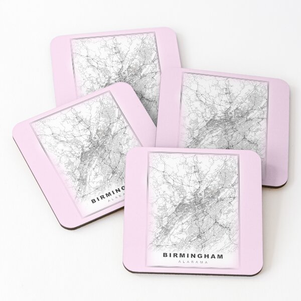 Item preview, Minimalist Pastel Pink  Birmingham Map designed and sold by Tamas Das.