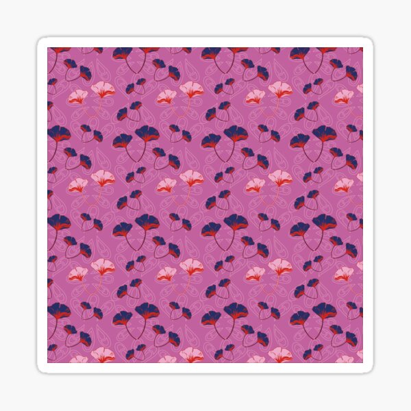 Ginkgo Biloba feuilles bleu rose Sticker