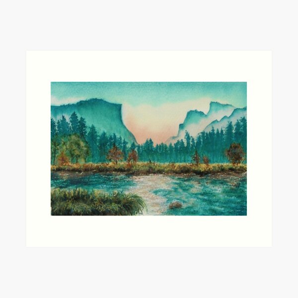 Blue mountains - Pastel landscape - James Sheppard (all proceeds to charity) Art Print