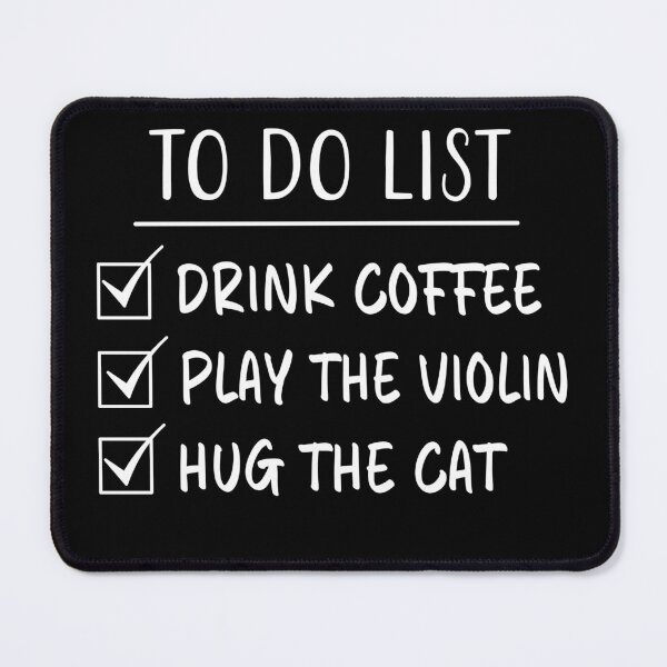 Artikelvorschau, Kaffee trinken, Geige spielen & die Katze umarmen – Checkliste entworfen und verkauft von Primroaddesigns.