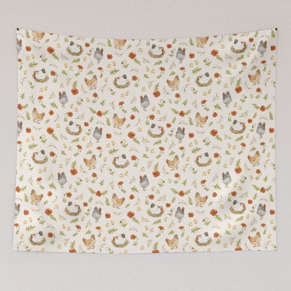 Item preview, Hens and poppies designed and sold by Delphine Dion.