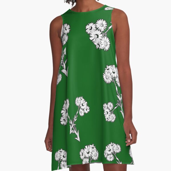 green dress with white flowers