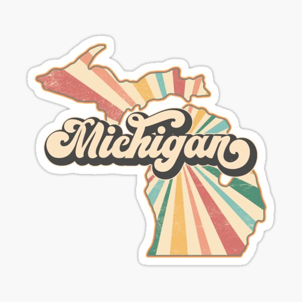 Item preview, Michigan Fan Retro State, Vintage Groovy Michigan Map, Distressed America Gift designed and sold by Cátia Lima.