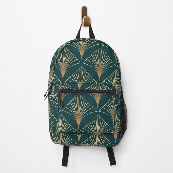 Item preview, Art Deco Geometric Gold Black Pattern On Dark Green designed and sold by Vic Torys ☆.
