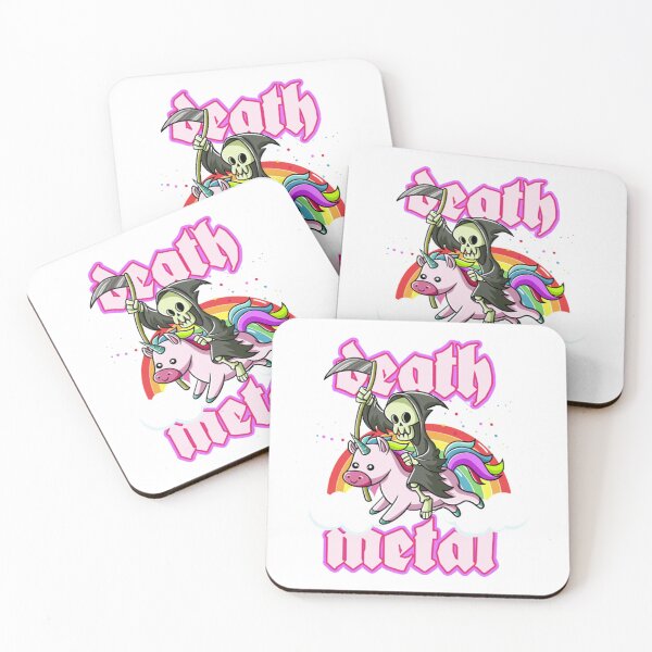 Item preview, Cute Grim Reaper Rides Unicorn Death Metal Rocker Go To Hell designed and sold by jennifer1el8527.