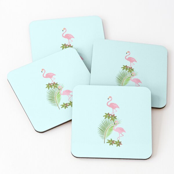 Item preview, Flamingo and palm leaves designed and sold by LukjanovArt.