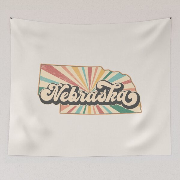 Item preview, Nebraska Fan Retro State, Vintage Groovy Nebraska Map, Distressed America Gift designed and sold by Cátia Lima.