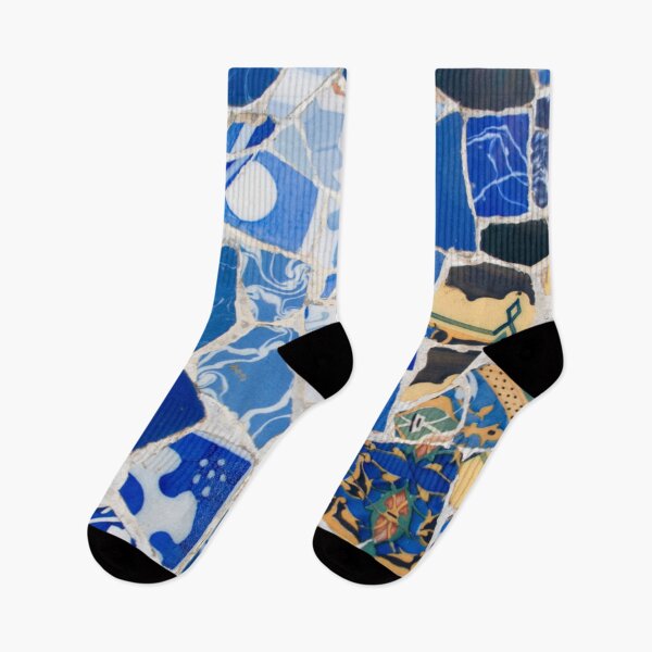Item preview, Gaudi Tile Barcelona Architecture blue mosaic flowers designed and sold by BlankaDesigns.