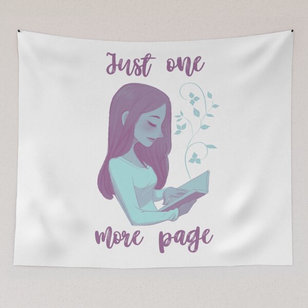 Item preview, Just one more page. Saying, girl with book designed and sold by Mirksaz-designs.