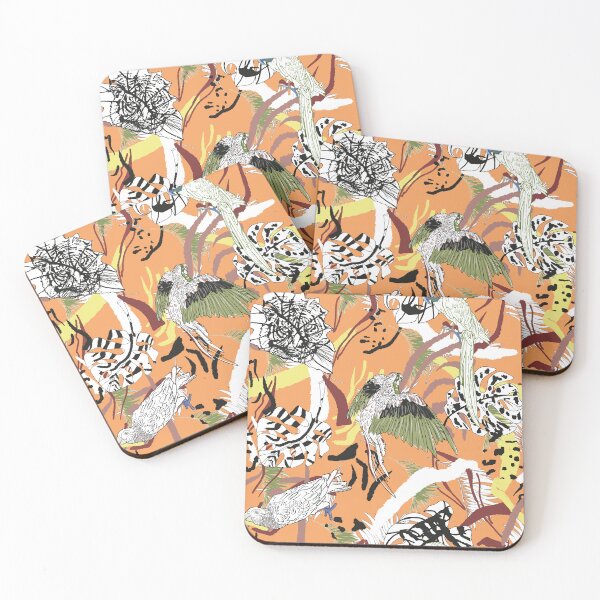 Item preview, Seamless illustration of tigers, parrot, palm trees. Abstract pattern designed and sold by Anastasiia Yurevych.