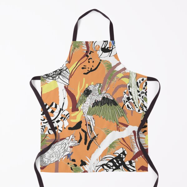 Item preview, Seamless illustration of tigers, parrot, palm trees. Abstract pattern designed and sold by Anastasiia Yurevych.