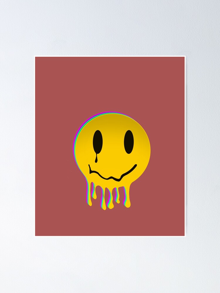 "Melting smiley face emoji face " Poster for Sale by Srilion1 | Redbubble