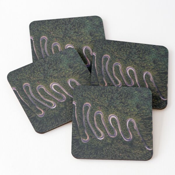 Item preview, Aerial top down view of curvy road in forest designed and sold by Chris-Thodd.