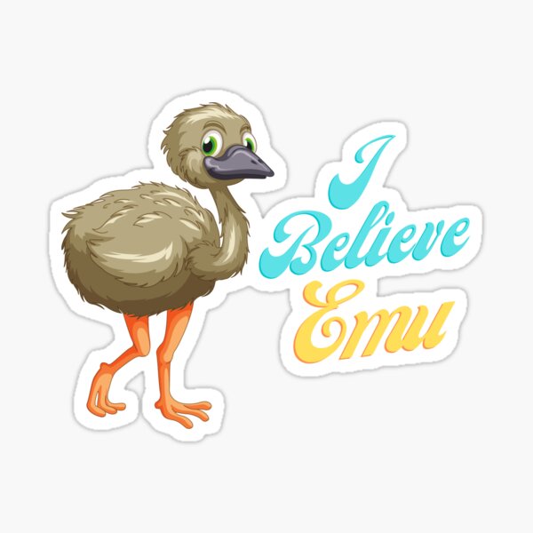 Aperçu de l'œuvre T-shirt EMU | Conception mignonne d'UEM | Je crois à l'UEM | Humour australien | Autocollant australien créée et vendue par Loucrative.
